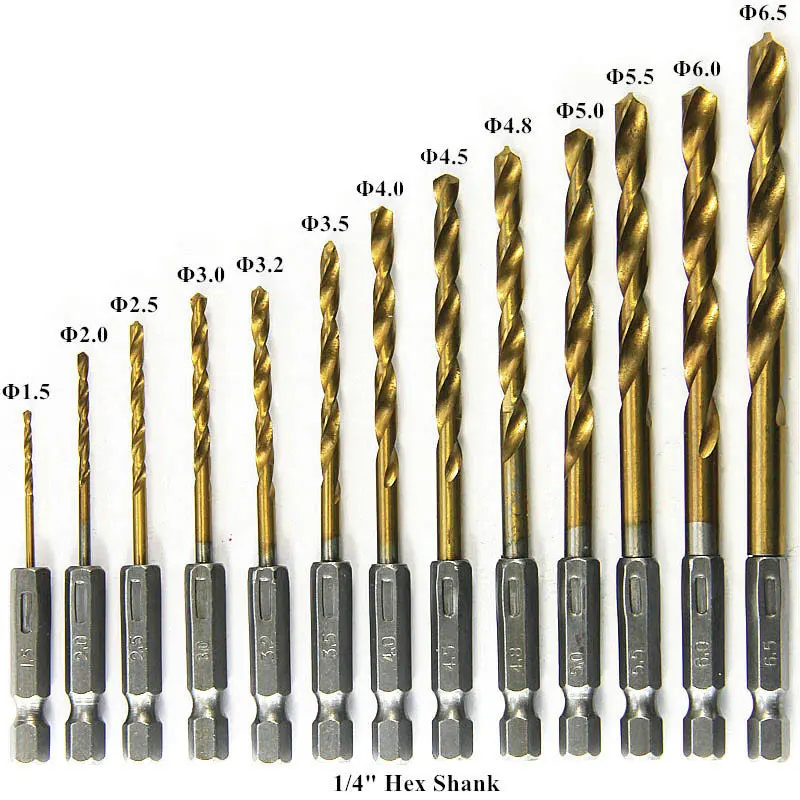 Сверла из быстрорежущей стали 13 шт. 1 5-6 5 мм шестигранный хвостовик 1/4 дюйма 6 35
