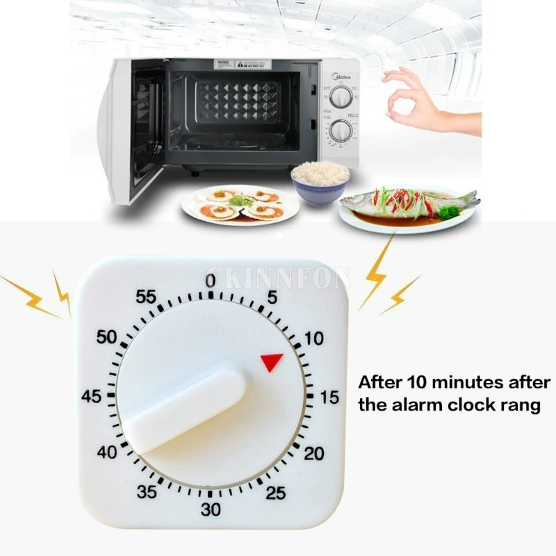 

100Pcs/Lot 60 Minutes Kitchen Timer White Square Mechanical Timer Setting Time Alarm Clock Cooking Reminder Counting Count Down
