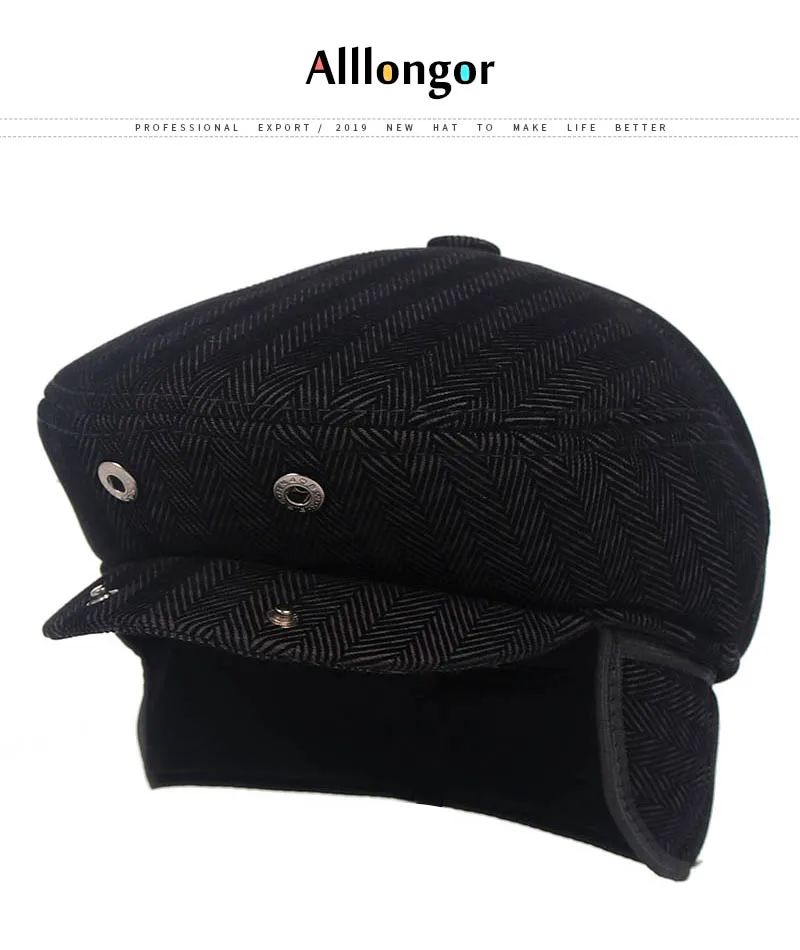 Autumn Winter Dad Hat Warm Beret Wool Male Berets Men tweed Plaid Black newsboy Cap Advance Ivy flat cap Peaked Hats Boina