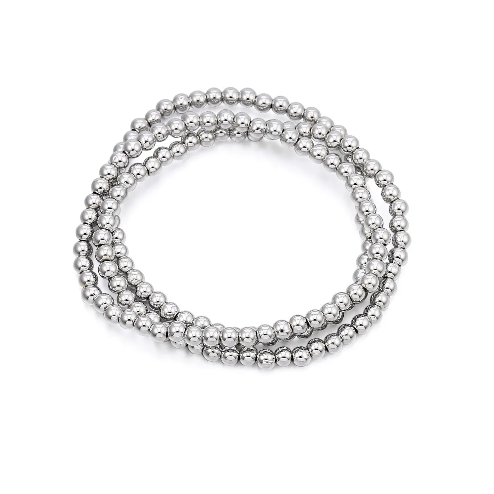 Женские браслеты с бусинами эластичные из розового золота в стиле панк 3 шт.