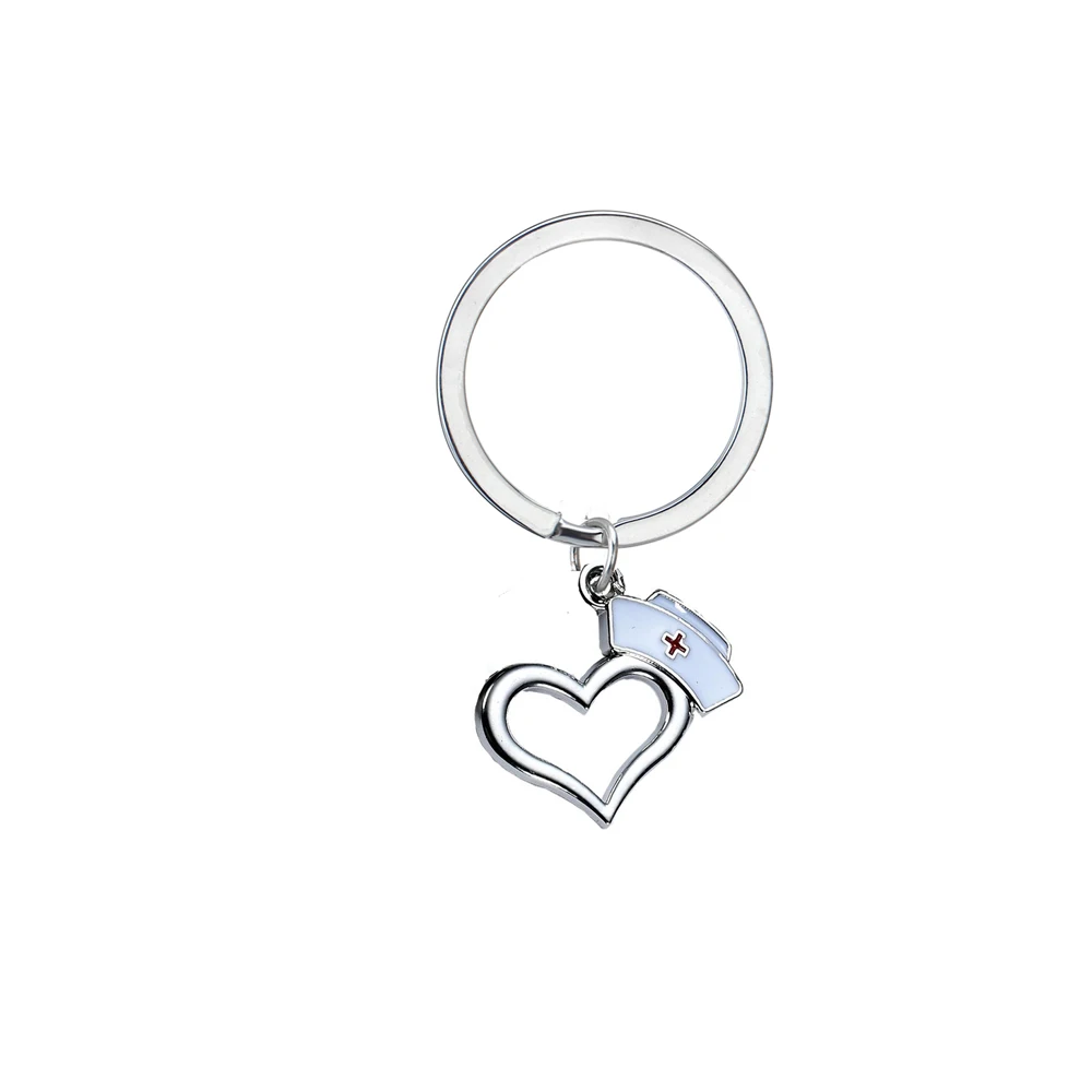 12PC Wholesale Love Heart Cap Keyring Medical Key Ring Charm Nurse Graduation Gift Women Men School Keychain Family Friend | Украшения и