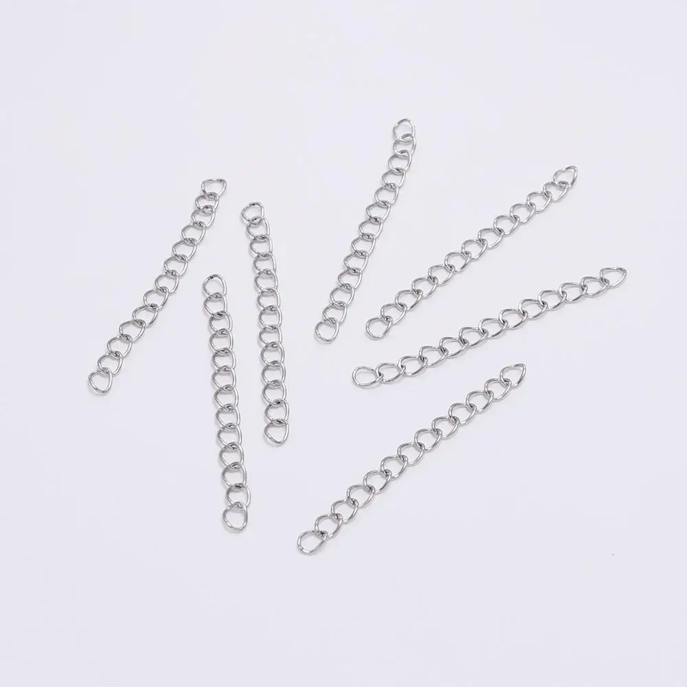 50Pcs/lot 5 7cm Stainless steel Bulk Necklace Extension Chain Tail Extender For Jewelry Making Supplies Bracelet Chains Findings | Украшения