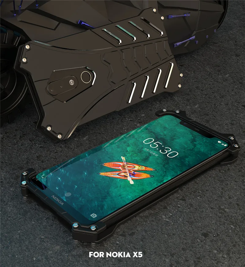 Противоударный бронированный чехол для Nokia X5 крышка-держатель для Nokia X5 Алюминий металлический бампер рамка Полная защита чехол