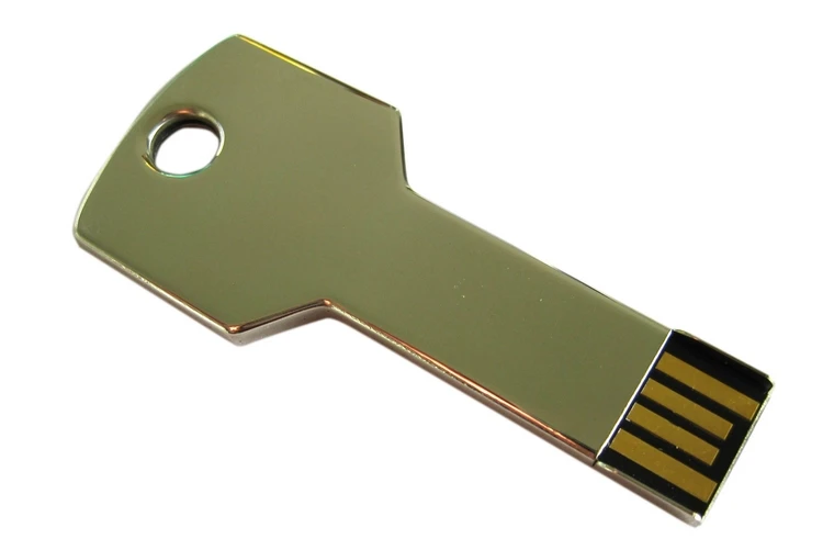 Хит продаж металлический ключ USB флеш накопитель 64 Гб 128 ГБ Серебристая Золотая