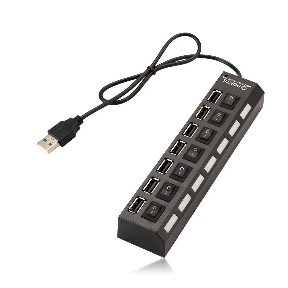 Высокоскоростной USB-разветвитель Hu b на 7 портов USB 2 0 H многопортовый с кнопкой