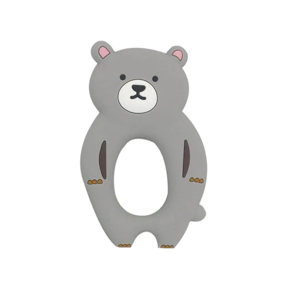 light gray bear Коала медведь овца Силиконовые Прорезыватели Животных прорезыватели для зубов динозавры зубное кольцо-Радуга ребенок мультфильм цепочка для прорезывания зубов Mordedor - Цвет: light gray bear