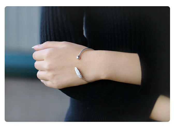 Браслет из серебра S925 пробы с перьями|sterling silver bracelet|925 sterling braceletsilver bracelet |