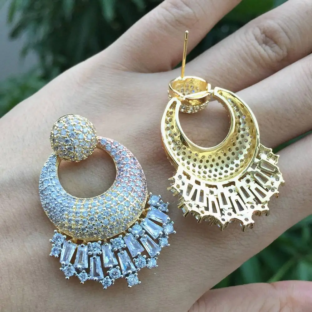Роскошные серьги ModemAngel 42 мм с искусственным цирконием AAA + 3 тона женские для