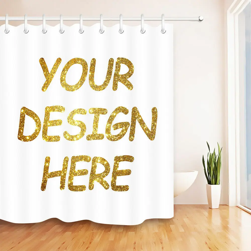 

Customized Shower Curtain Waterproof Polyester Fabric & 12 Hooks Bathroom Mat