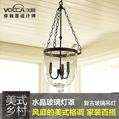 [ Wojia ] vintage glass chandelier loft Scandinavian minimalist modern American restaurant hanging lamp lighting living room bed |