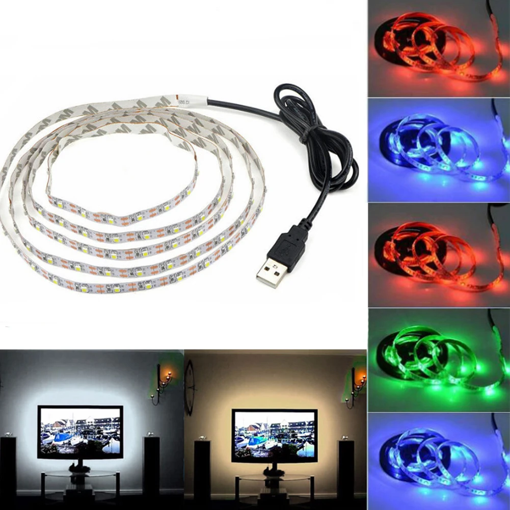 RGB гибкие DC 5 V ТВ фоне ленты SMD3528 USB Powered Светодиодная лампа Рабочий стол Декор |