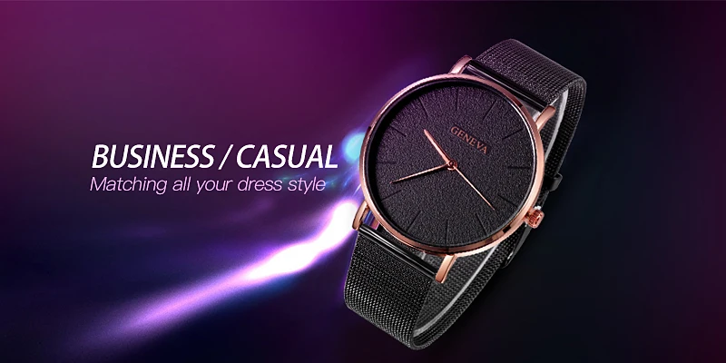 reloj mujer Geneva Top Brand Women Watches Luxury Slim Rose Gold Wristwatch Fashion Steel Mesh Strap Ladies Watch relogio femino