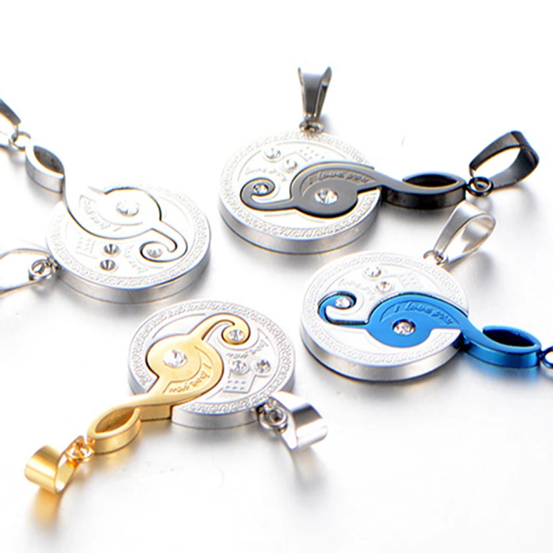 Stainless Steel Music Symbol Pendant Lovers Necklace Romantic Women Clavicle Chain Fashion Men's Jewelry Anti Allergy | Украшения и
