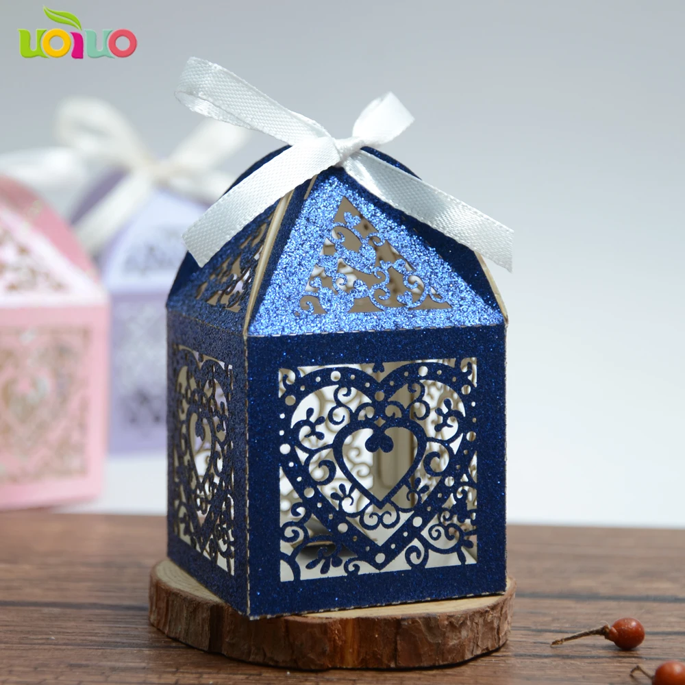 

50pcs Nice Decorative Paper Customized Eco-friendly Laser Cut Wedding Favor Box
