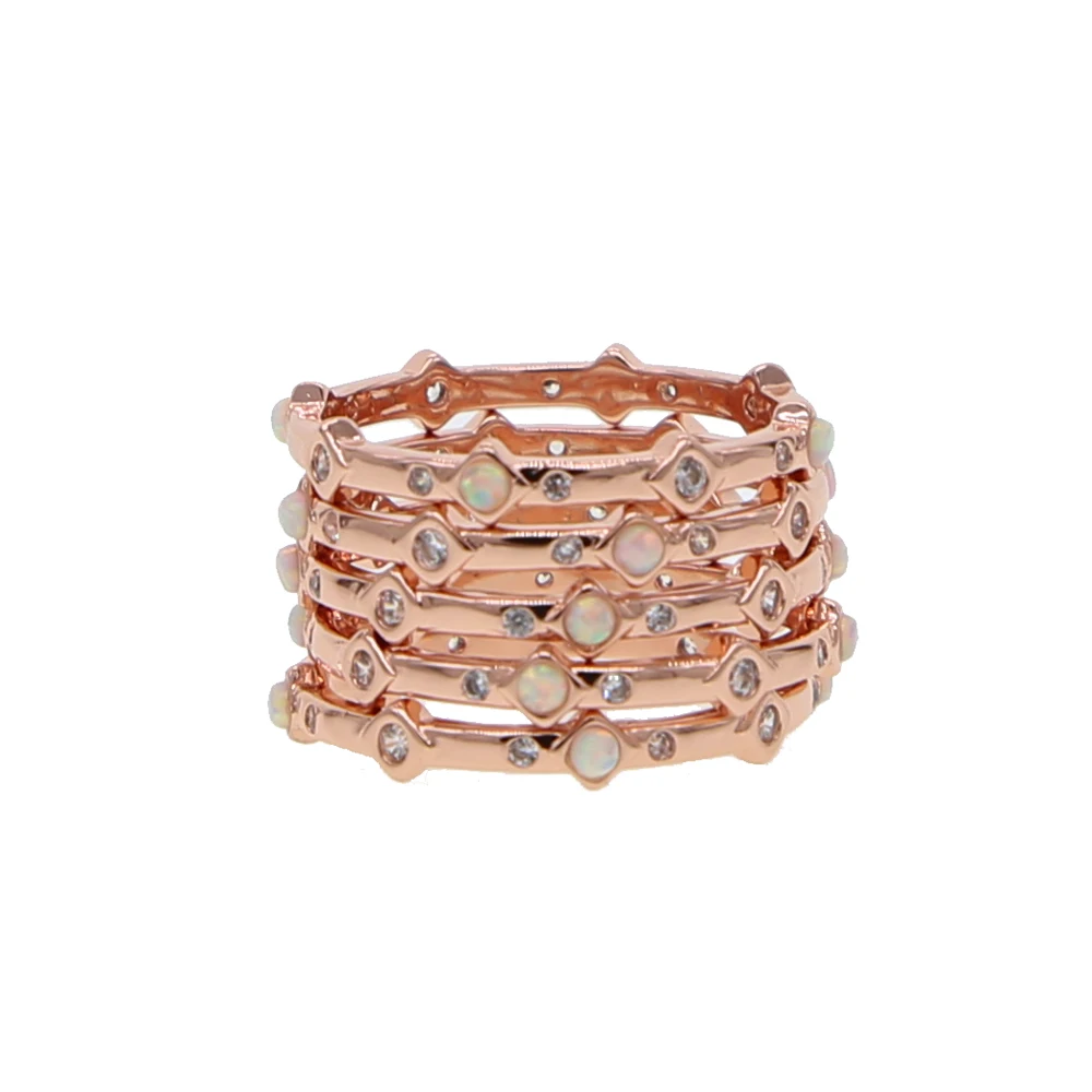 Женское двухрядное кольцо с фианитом розовое и золотое кристаллами|finger ring|rings for