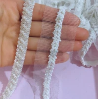 5yards white beading pearl trims beaded ribbon for sewing clothing collar headdress accessories mesh braided lace decoration