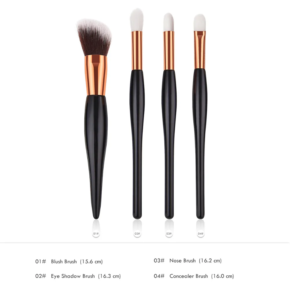 4 шт. черный набор кистей для макияжа кисть теней портативная косметика макияж