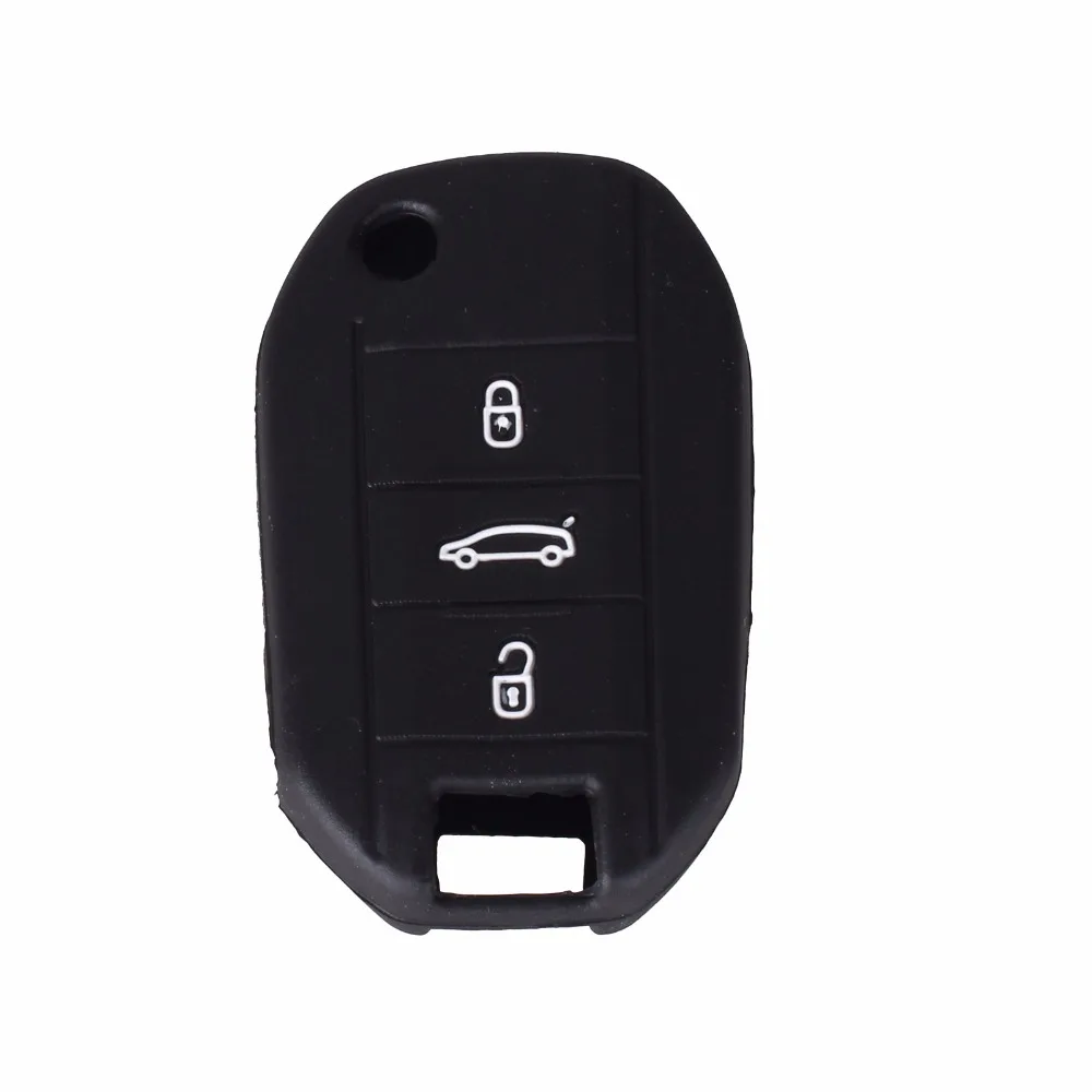 KEYYOU силиконовые дополнения для автомобиля ключ чехол peugeot 508 301 2008 3008 408 3 пуговицы