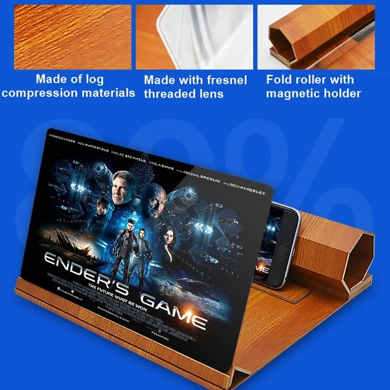 Tongdaytech 12 дюймов увеличитель для экрана телефона HD 3D Портативный видео усилитель деревянный складной увеличенный расширитель подставка держатель телефона