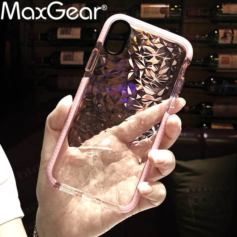 MaxGear Luxury Geometric Diamond Transparent Soft Cover For iPhone 6 6S 7 8 Plus XR XS Max Clear Case X Water |