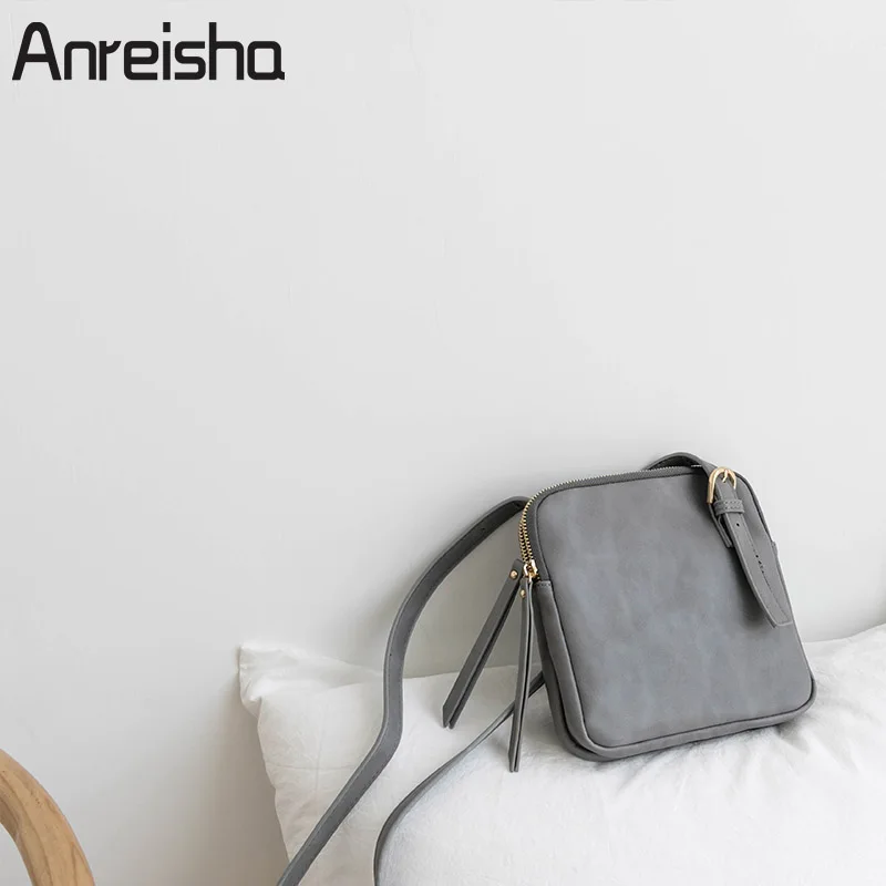 Женская сумка мессенджер Anreisha винтажная квадратная через плечо из кожи высокого