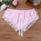 Трусы-бикини мужские, кружевные, с цветочным принтом