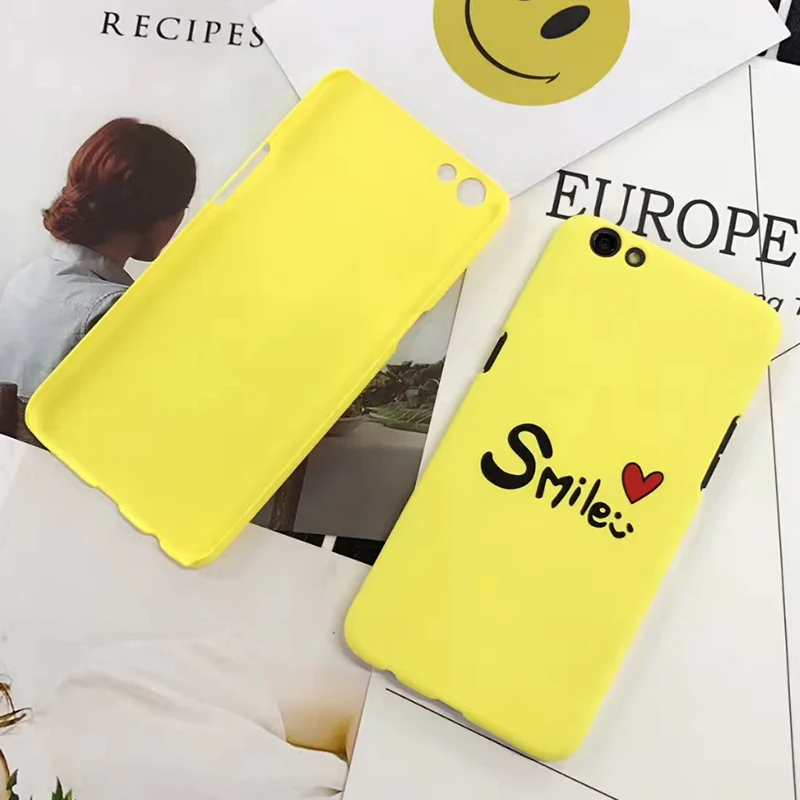 Lovely Yellow Letter Smile Case for iphone 8 6s 6 plus Hard Plastic Metter Love heart Cover coque X 10 7 capa | Мобильные телефоны