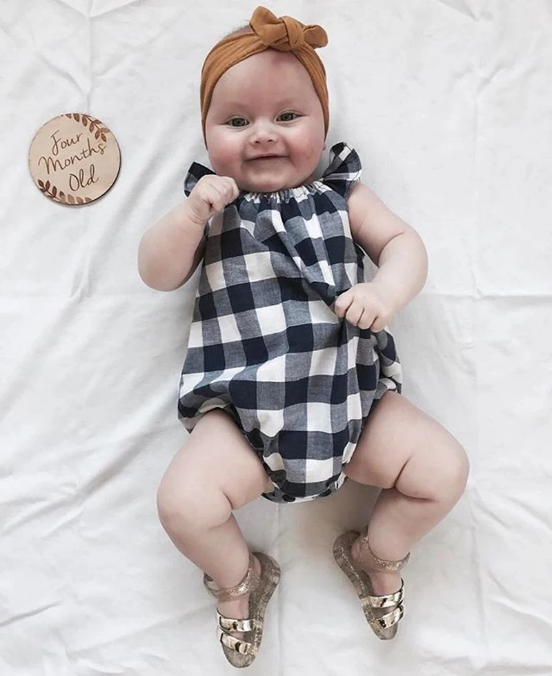 Cute Newborn Baby Boys Girls Cotton Plaid Rompers infant boys girls Jumpsuit Sunsuit Red Gray Clothes Outfit | Мать и ребенок