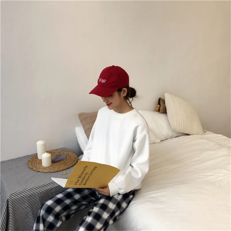 Белый Sudaderas mujer Харадзюку однотонный Свитшот женский длинный рукав толстовка Свободный Женский повседневные худи и свитшоты спортивный костюм - Цвет: Белый