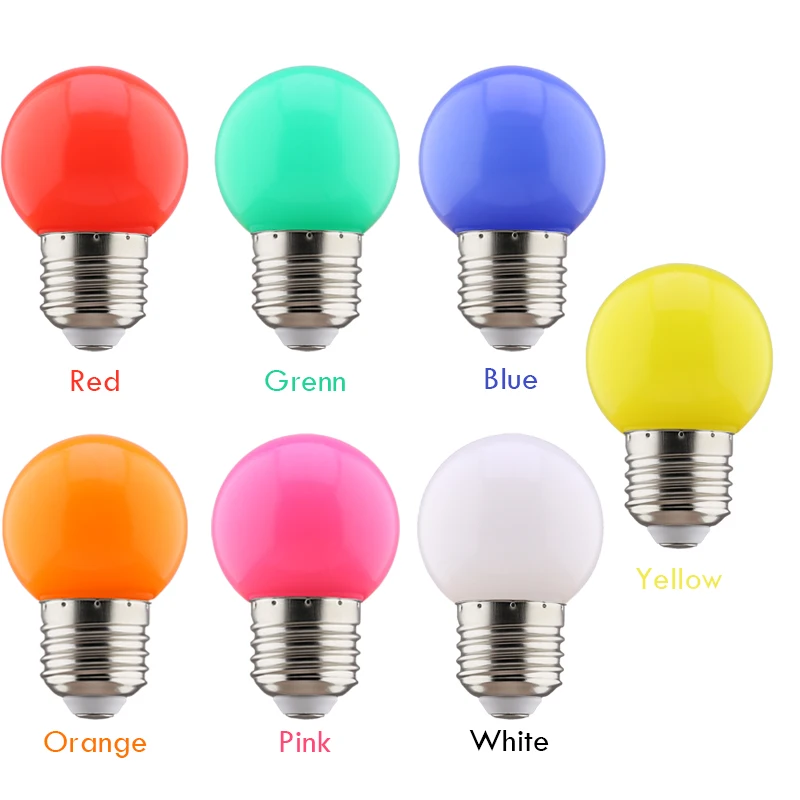 20 шт светодиоды Е27 7 цветов 220 В G45 lights lighting SMD3528 лампа светодиодная освещение в