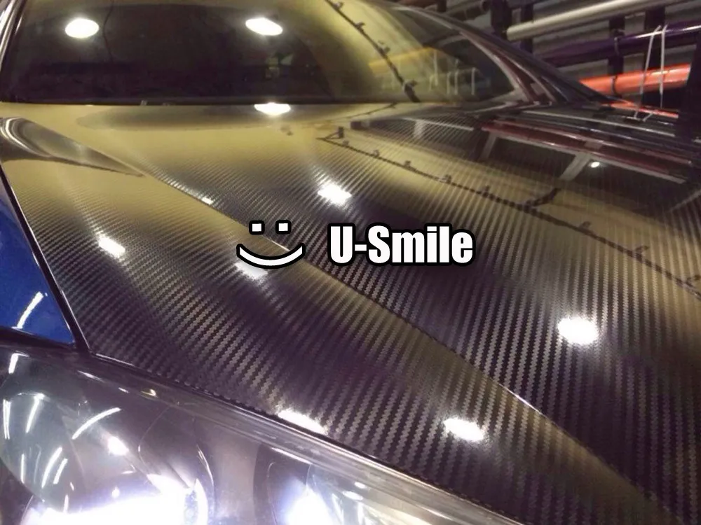 Глянцевая черная 5D виниловая пленка из углеродного волокна для обертывания