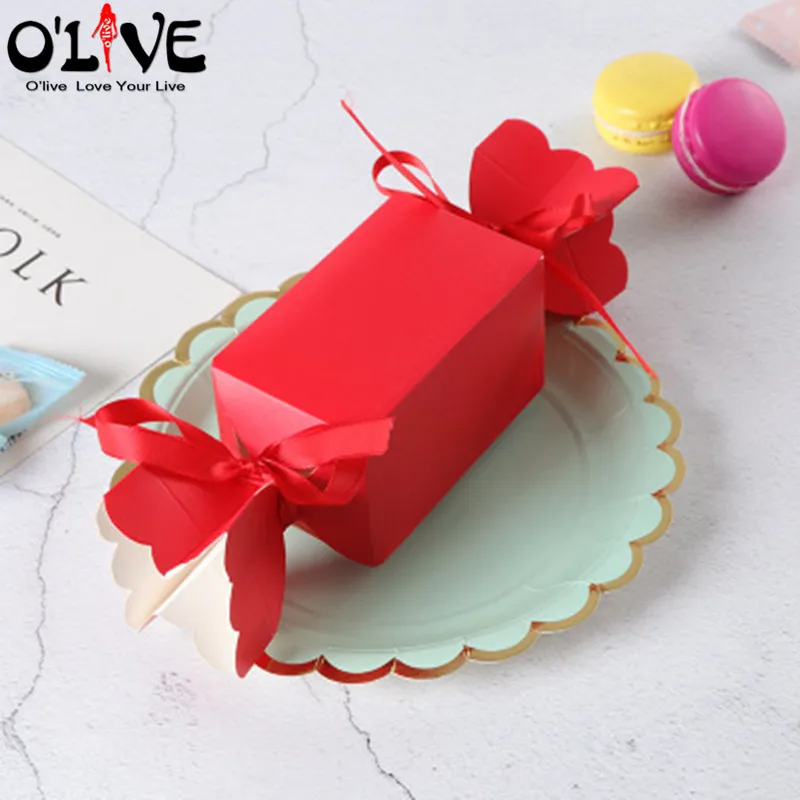 Red 50 шт. Подарочная коробка конфеты Babyshower Свадебная вечеринка Сувениры картонные коробки твердые бумажные бонбонбоньерки сахар драже сладости коробка день рождения - Цвет: Red