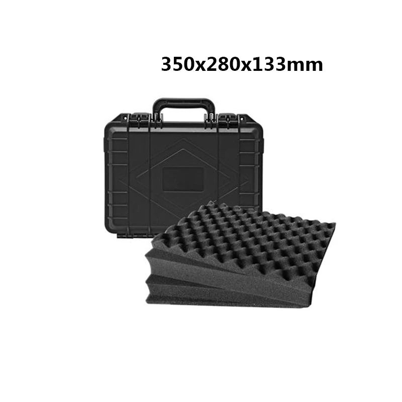 Black-350x280x133mm Защитный Безопасный инструмент ящик для инструментов пластиковый ящик для хранения инструментов чехол для костюма ударопрочный чехол для инструмента с пенопластом - Цвет: Black-350x280x133mm