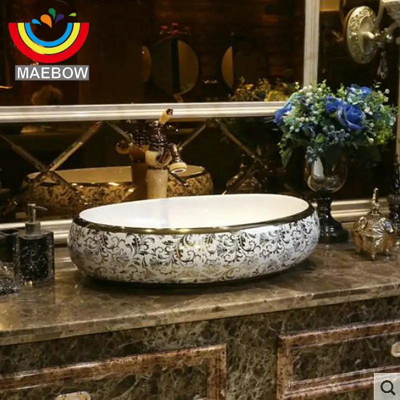MAEBOW 2 размера модная овальная столешница керамическая раковина для ванной
