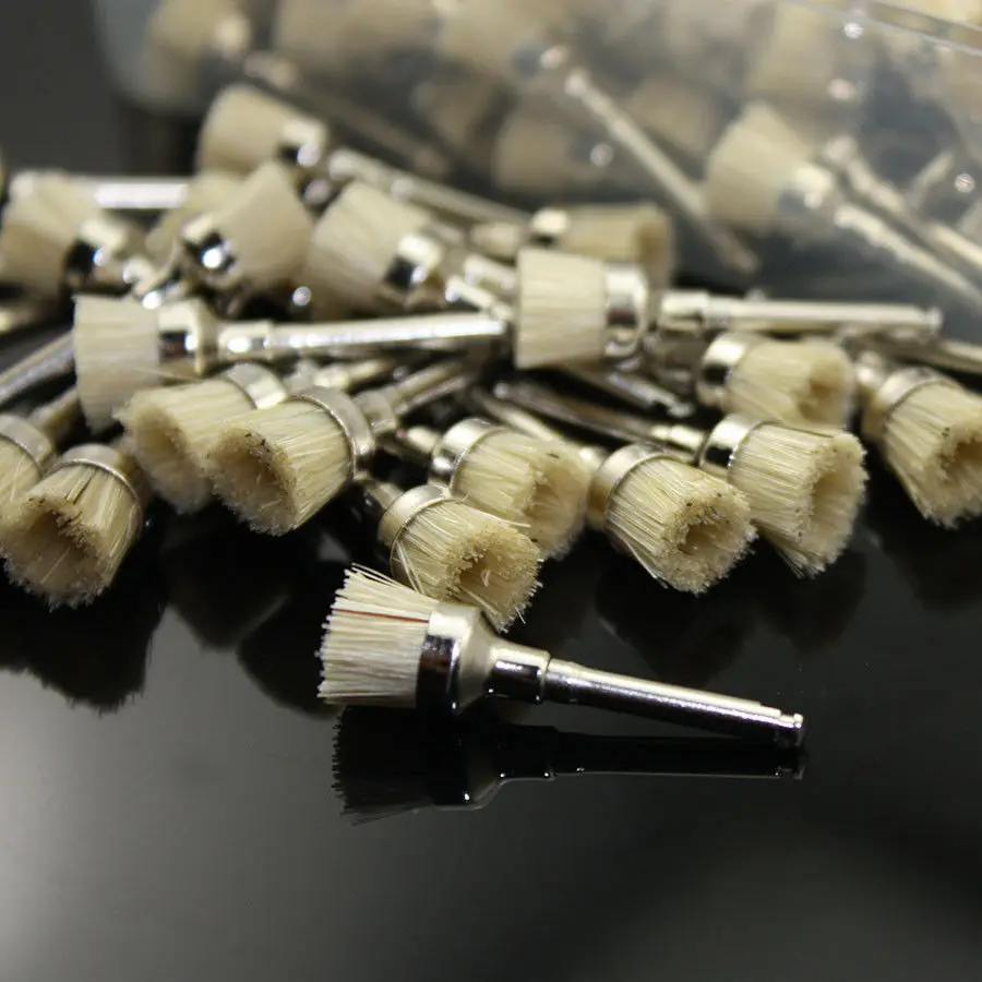 

100 Pcs Dental Prophy Polishing Brushes Cup Bowl Shaped Bristle Latch Flat Type