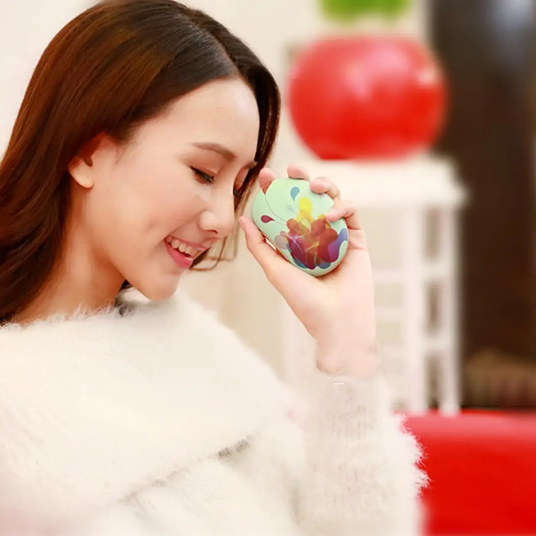 Portable Power Bank Hand Warmer Cute Pea Printed Vibration Massage Winter Warm Hands Mobile General USB External Battery | Мобильные