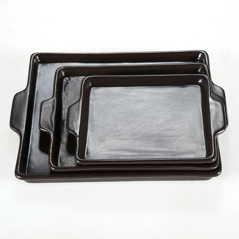 Площадь Керамические БАРБЕКЮ Кастрюли Противень Для Микроволновая Печь Кухня
