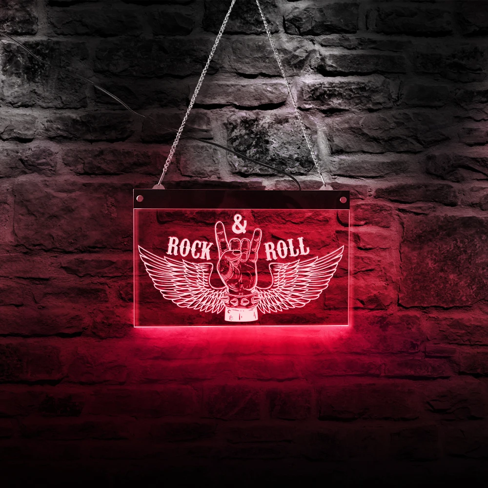 Rock N Roll рок музыка многоцветная меняющая светодиодсветильник вывеска подарок для