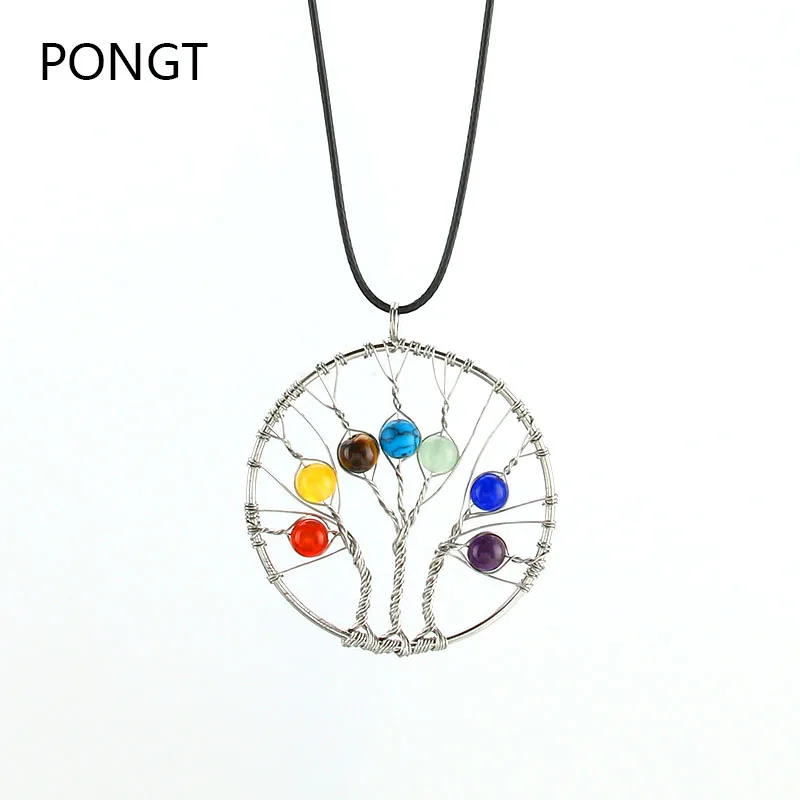 Ожерелье женское с натуральным жемчужным камнем 7 чакр|7 chakra|quartz pendantlife tree pendant |