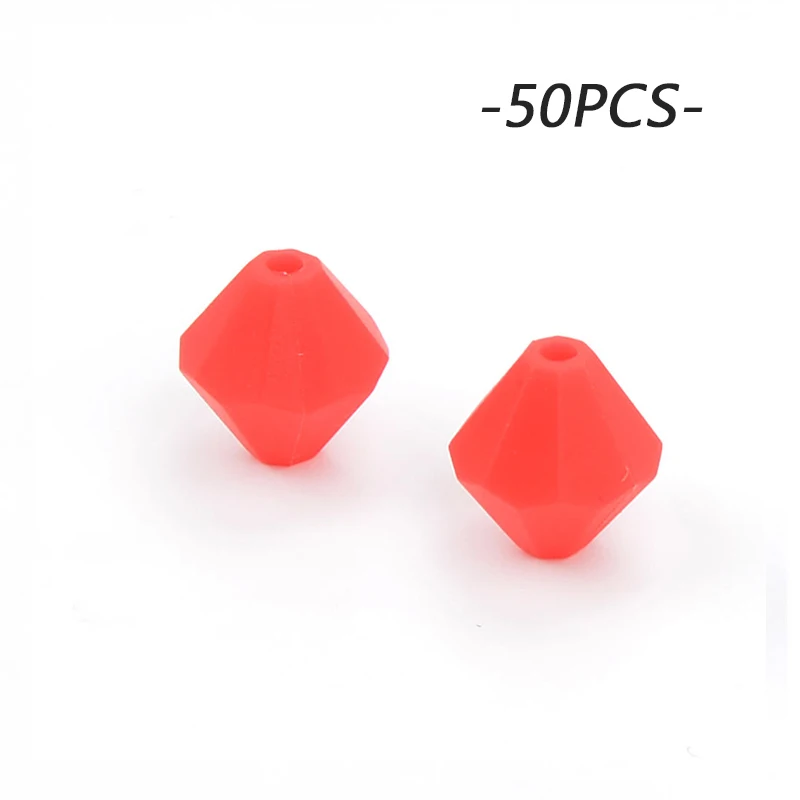 scarlet red LOFCA 50 шт. силиконовая, в форме бриллианта бусины мультфильм детские зубные кольца BPA бесплатно DIY детские игрушки Жевательные Ожерелье для прорезывания зубов аксессуары - Цвет: scarlet red