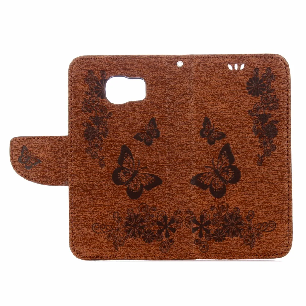 For Samsung S7 Edge case Big butterfly flower flip for Galaxy G9350 5.5'' leather wallet phone back cover |