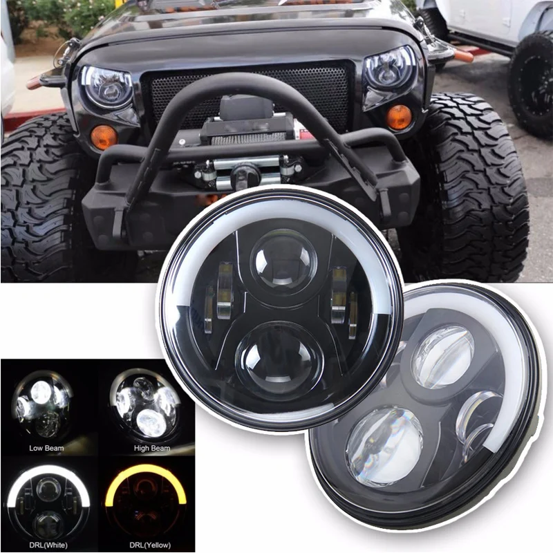 

TNOOG 60W for Jeep Wrangler JK LJ 7inch LED Headlights/ White DRL/Amber Turn Signal + 4 inch LED Fog Lights White DRL