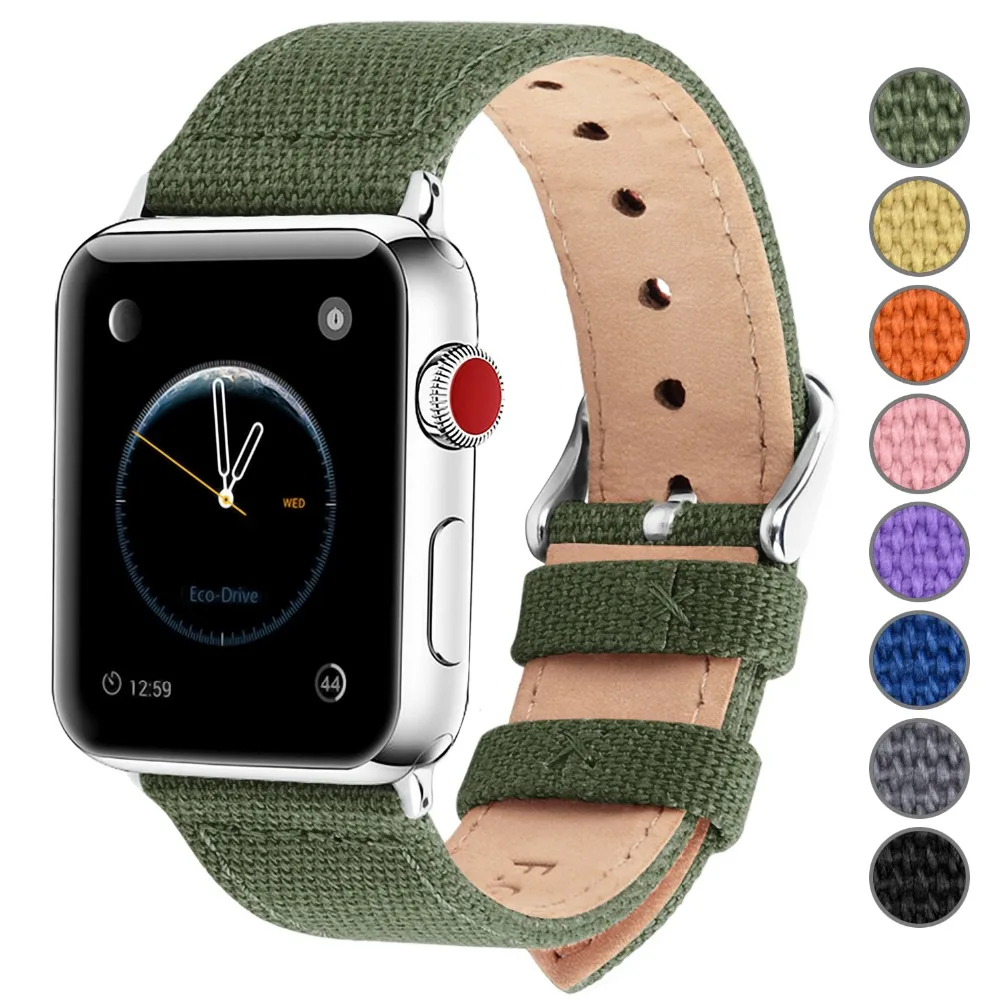 Fullmosa для наручных часов Apple Watch версии 8 цветов Холст НАТО Стиль iWatch ремешок