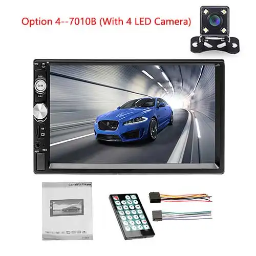 With 4 led Camera Camecho 2 din автомагнитола " HD плеер MP5 сенсорный экран цифровой дисплей Bluetooth Мультимедиа USB 2din Авторадио автомобильный резервный монитор - Цвет: With 4 led Camera