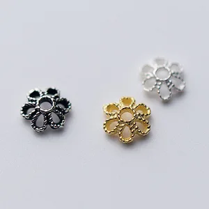 10 шт.лот 100% Стерлинговое Серебро 925 пробы филигранные бусины 6 мм золотые серебряные черные цветные крафтовые Концевики сделай сам Аксессуары для изготовления ювелирных изделий