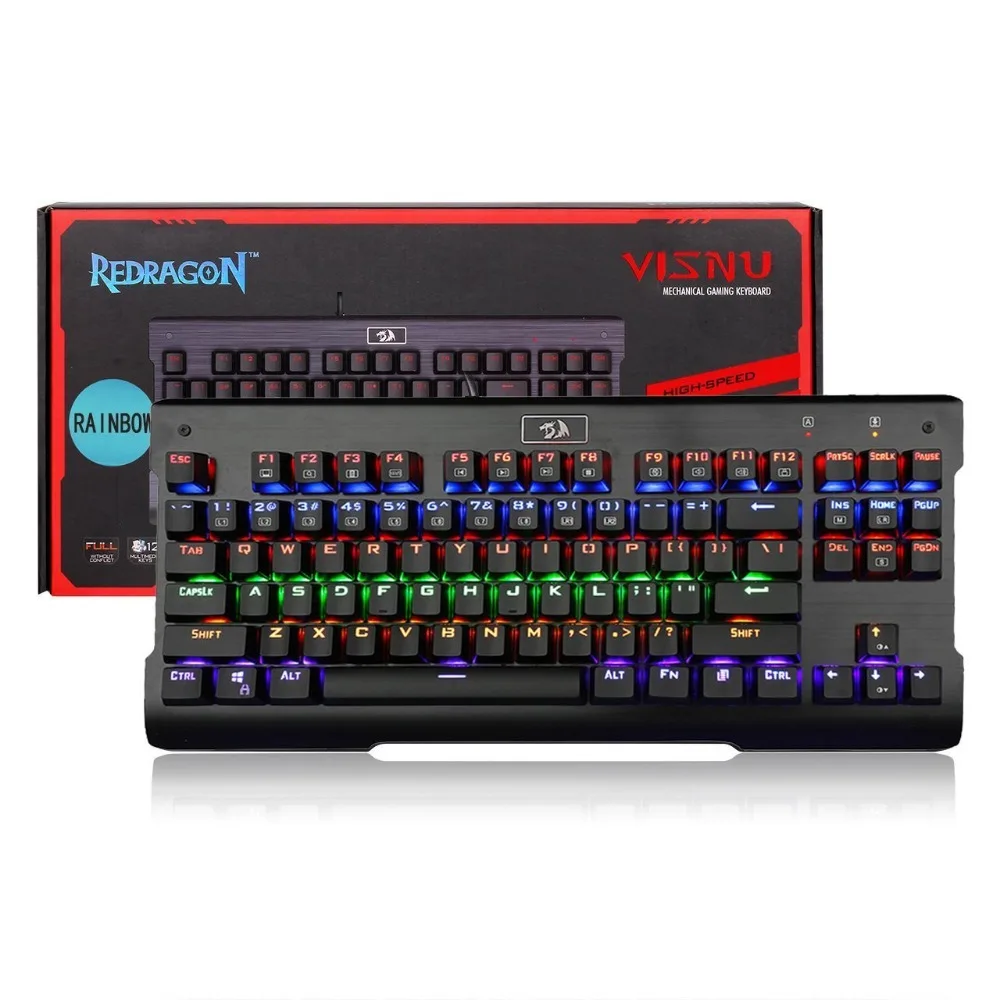 Redragon K561 87 Ключи anti ореолы синий переключатели Радужная подсветка