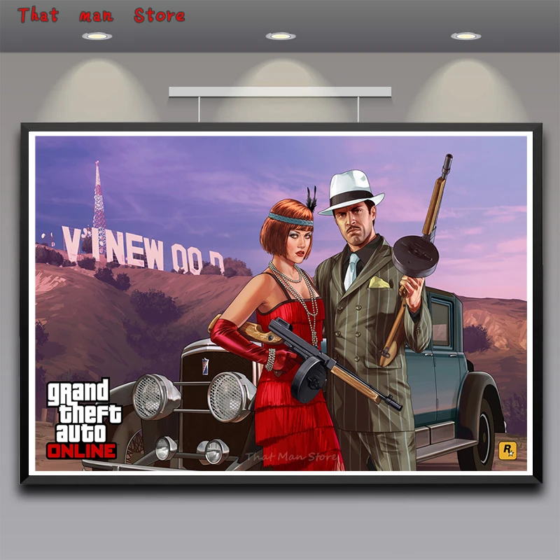 GTA 5 игровой плакат Grand Theft Auto V видео настенные художественные плакаты и печати для гостиной стены без рамы 42*30 см - Цвет: Белый