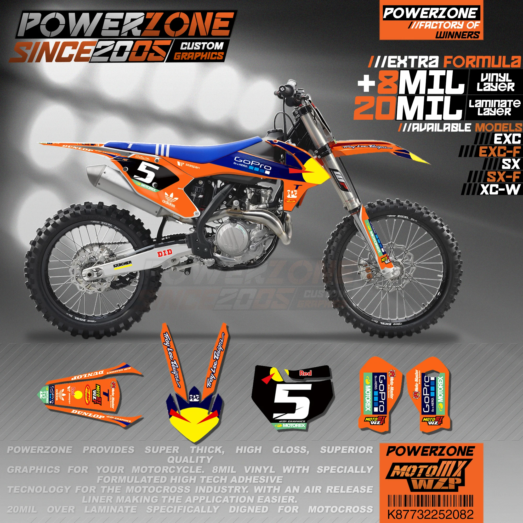 Персонализированные графические фоны PowerZone Team наклейки 3M Набор наклеек для KTM SX SXF