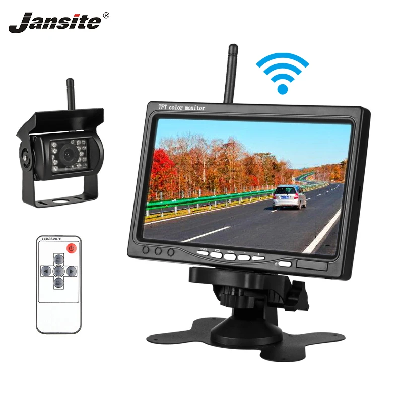 Jansite 7 дюймов Автомобильный монитор Беспроводной дисплей 2 видео вход DVD камера