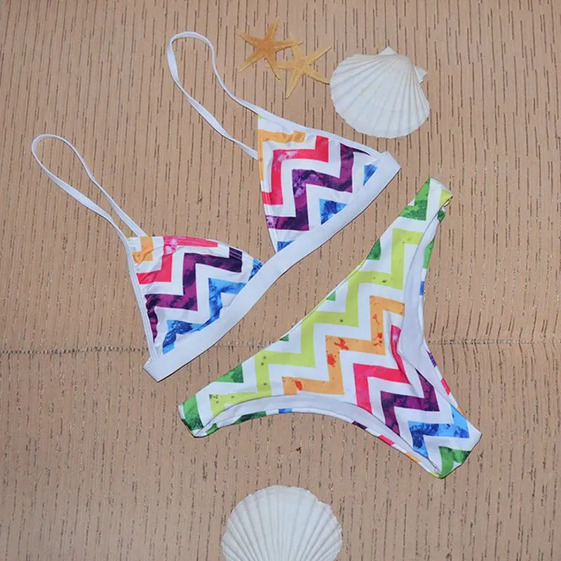 Женское бикини большого размера пляжный купальник с радужной горловиной